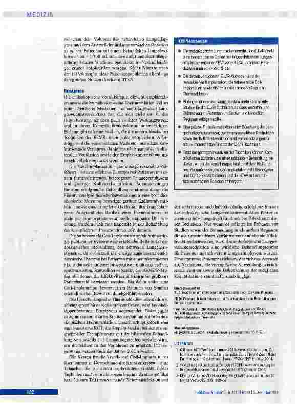 Vorschauseite 6: Endoskopische Volumenreduktion bei COPD - eine kritische Bestandsaufnahme
