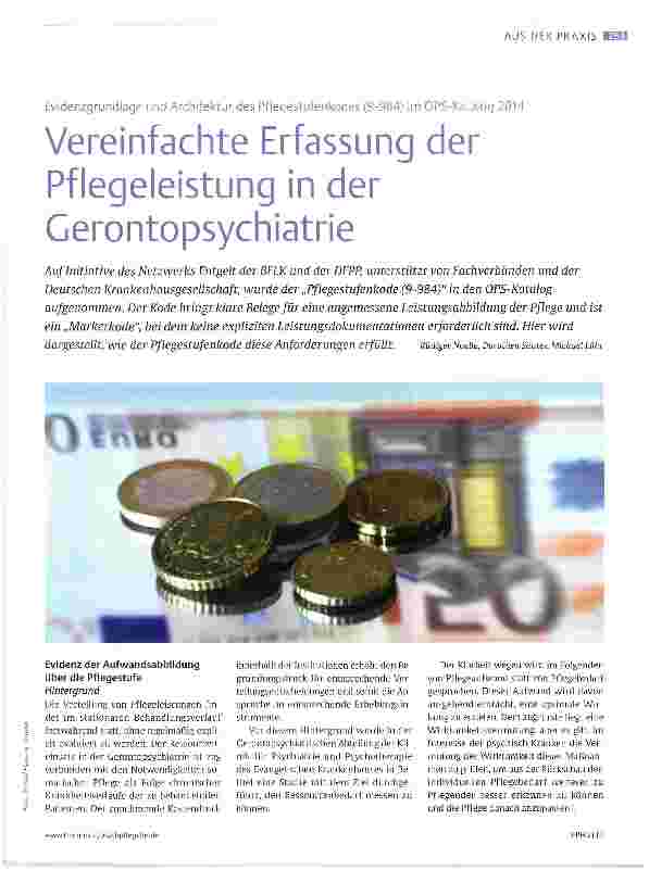 Vorschauseite 1: Vereinfachte Erfassung der Pflegeleistung in der Gerontopsychiatrie