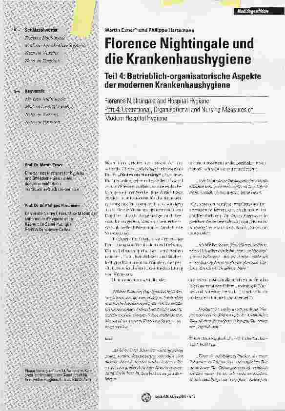 Vorschauseite 1: Florence Nightingale und die KrankenhaushygieneTeil 4: Betrieblich-organisatorische Aspekte der modernen Krankenhaushygiene