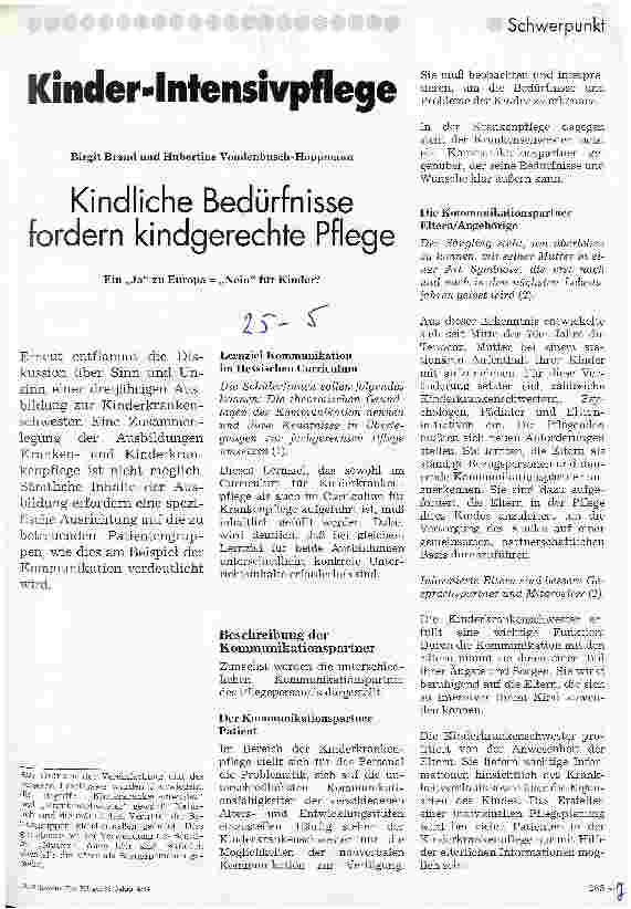 Vorschauseite 1: Kindliche Bedürfnisse fordern kindgerechte Pflege Ein Ja zu Europa = Nein für Kinder?