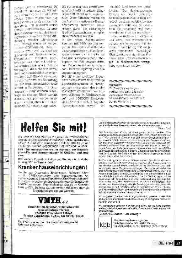 Vorschauseite 5: Einsatz mobiler Lithotripter - eine realistische Alternative Aktive Kooperation beim Einsatz d. extrakorporalen Stoßwellenl. ESWL