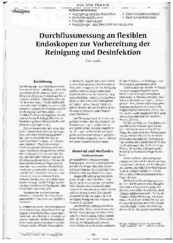 Vorschauseite 1: Durchflussmessung an flexiblen Endoskopen zur Vorbereitung der Reinigung und Desinfektion