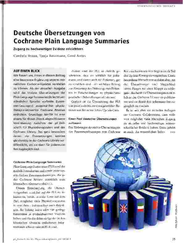 Vorschauseite 1: Deutsche Übersetzungen von Cochrane Piain Language Summaries
