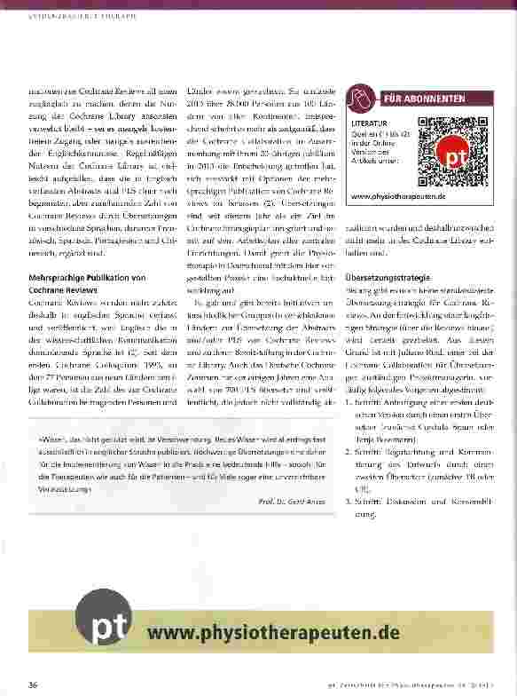 Vorschauseite 2: Deutsche Übersetzungen von Cochrane Piain Language Summaries