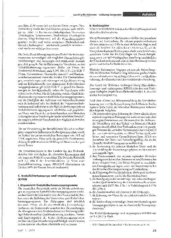 Vorschauseite 2: Die Entwicklung des Krebsregistergesetzes in Deutschland