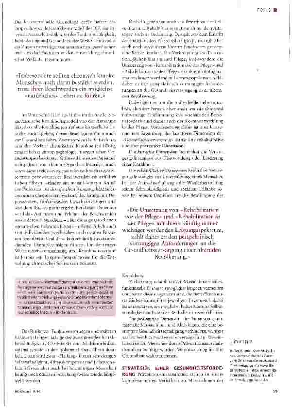 Vorschauseite 3: Die Rolle der Prävention und der Rehabilitation in der Gesundheitsversorgung einer alternden Bevölkerung
