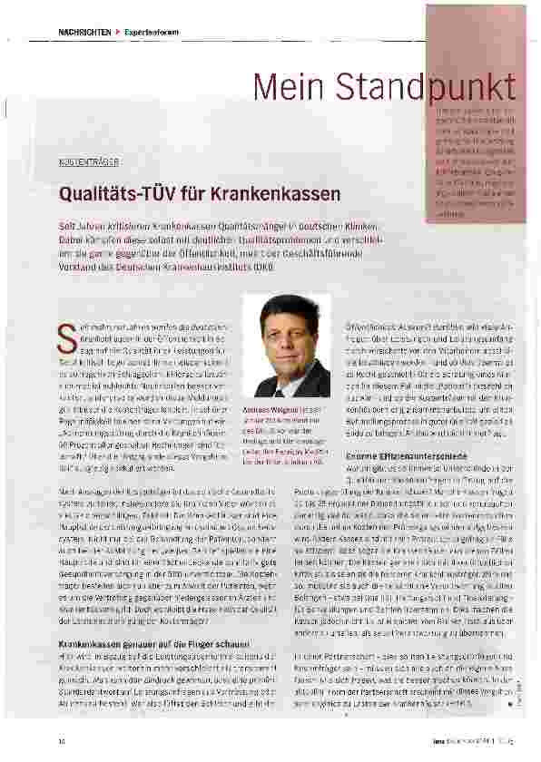 Vorschauseite 1: Qualitäts-TÜV für Krankenkassen