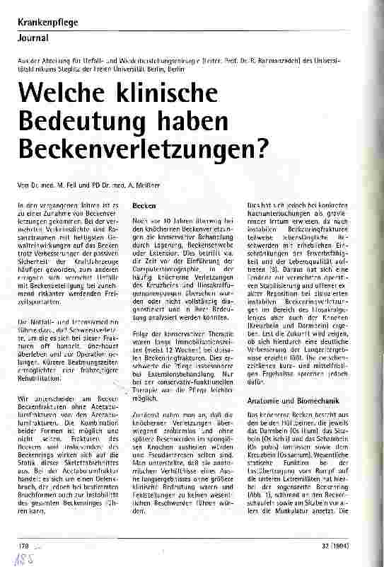 Vorschauseite 1: Welche klinische Bedeutung haben Beckenverletzungen?