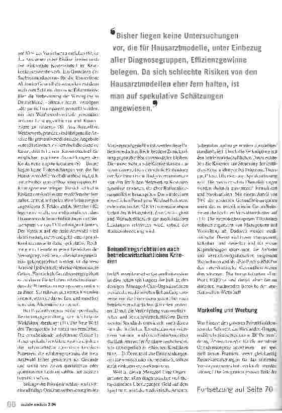 Vorschauseite 3: Amerikanisierung des GesundheitswesensVerkürztes ökonomisch dominiertes Denken