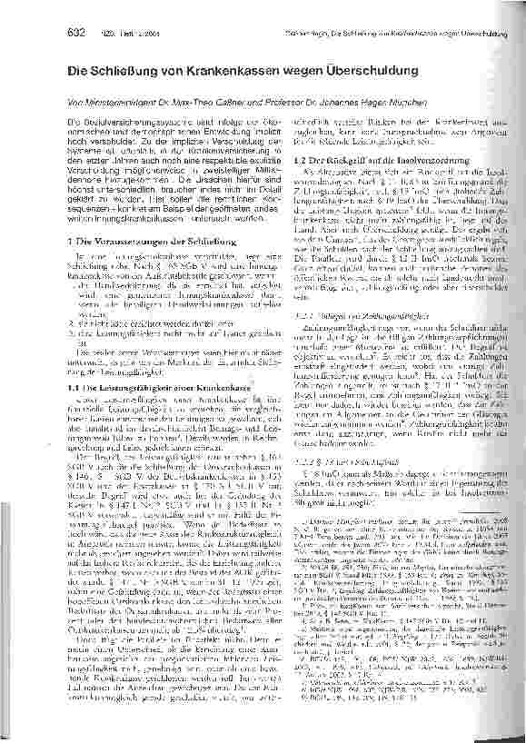 Vorschauseite 1: Die Schließung von Krankenkassen wegen Überschuldung