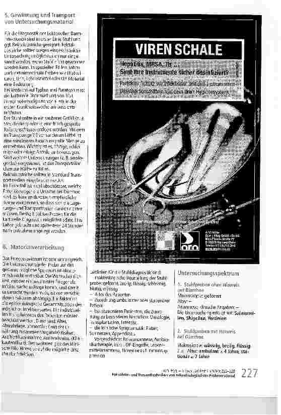 Vorschauseite 6: Entnahmeund Versandtechniken von mikrobiologischem ProbenmaterialInfektionen des Darmes