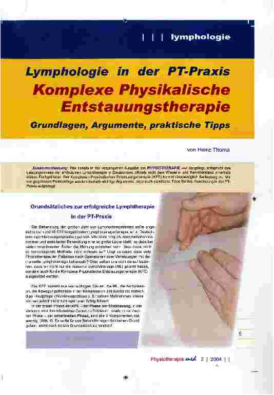 Vorschauseite 1: Komplexe Physikalische Entstauungstherapie Grundlagen, Argumente, praktische Tipps
