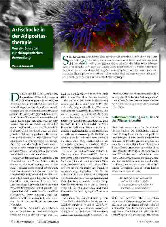 Vorschauseite 1: Artischocke in der AdipositastherapieVon der Signatur zur therapeutischen Anwendung