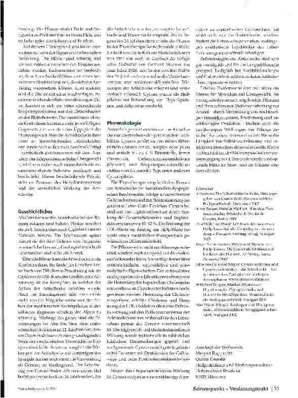 Vorschauseite 2: Artischocke in der AdipositastherapieVon der Signatur zur therapeutischen Anwendung