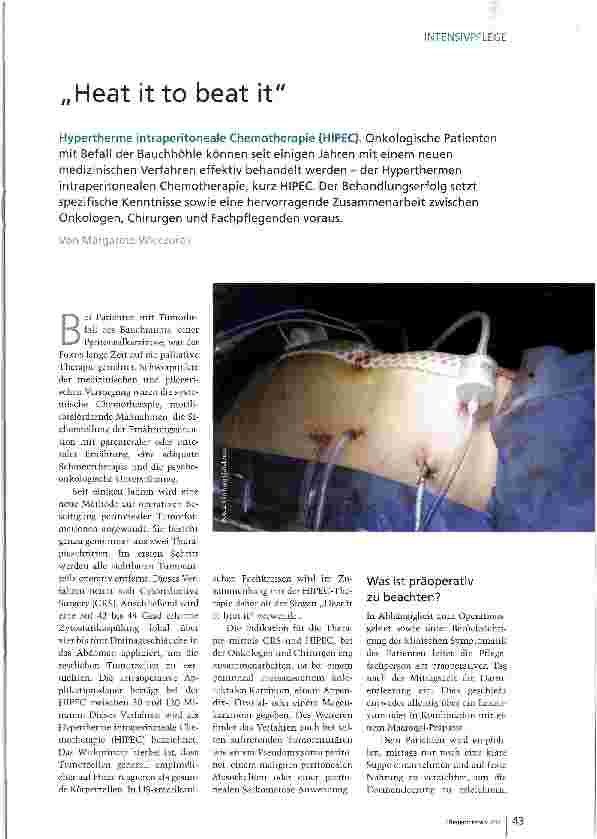 Vorschauseite 1: Heat it to beat it - Hypertherme intraperitoneale Chemotherapie (HIPEC).