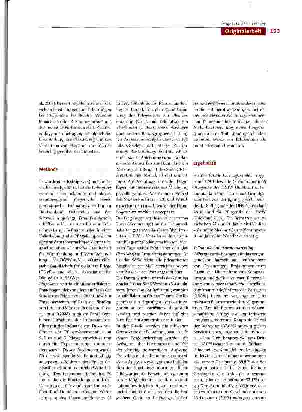 Vorschauseite 3: Interessenkonflikte mit der Industrie - eine Befra-gung von Pflegenden im Bereich der Wundversorgung in Deutschland, Österreich und der Schweiz
