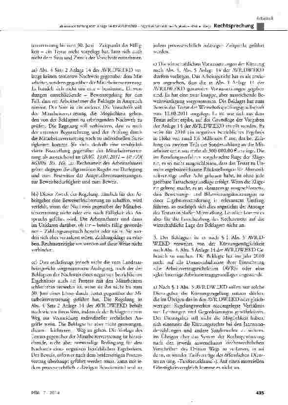 Vorschauseite 5: Jahressonderzahlung nach Anlage 14 der AVR.DW.EKD negatives betriebliches Ergebnis - »Dritter Weg« AVR.DW.EKD § 1 Abs. 5; Abs. 1, Abs. 2, Abs. 3 Satz 1, Abs. 4 Satz 2 Anlage 14