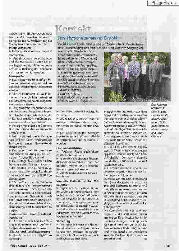Vorschauseite 3: MRSA aus der Sicht des Pesonalschutzes