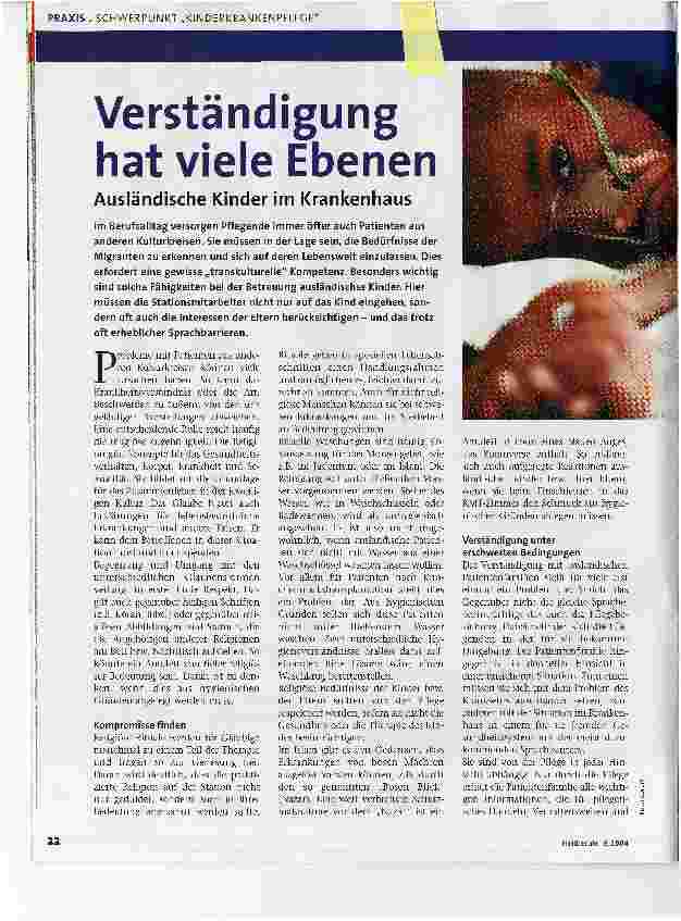 Vorschauseite 1: Verständigung hat viele EbenenAusländische Kinder im Krankenhaus
