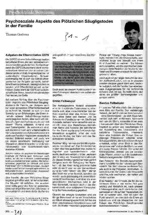 Vorschauseite 1: Psychosoziale Aspekte des Plötzlichen Säuglingstodes in der Familie