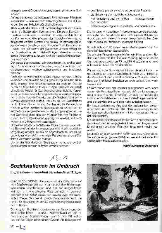 Vorschauseite 1: Sozialstationen im Aufbruch Engere Zusammenarbeit verschiedener Träger