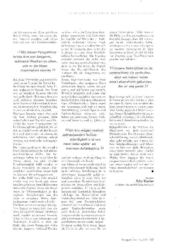 Vorschauseite 2: «Rehabilitation ist ein lebenslanger Anpassungsund Emanzipationsprozess»