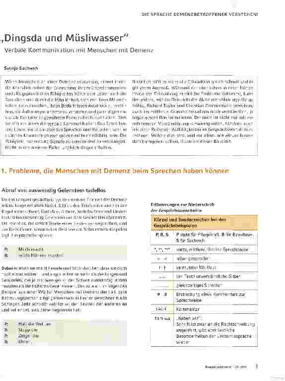 Vorschauseite 1: Dingsda und MüsliwasserVerbale Kommunikation mit Menschen mit Demenz