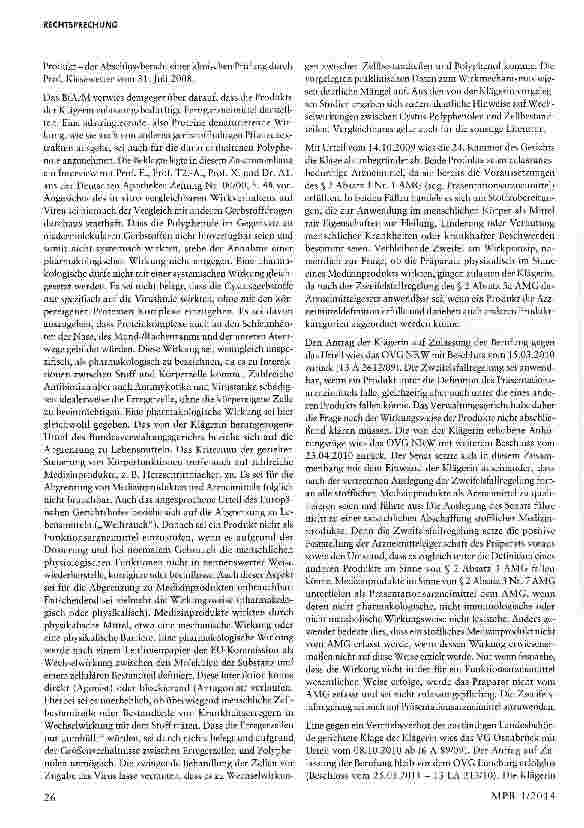 Vorschauseite 3: Abgrenzung Arzneimittel/Medizinprodukt - Cystus-Extrakt §§ 21 Abs. 4, 2 Abs. 3a AMC; §§ 13 Abs. 3, 3 Nr. 1MPG