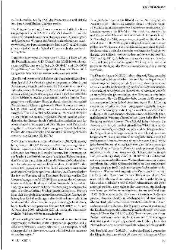 Vorschauseite 4: Abgrenzung Arzneimittel/Medizinprodukt - Cystus-Extrakt §§ 21 Abs. 4, 2 Abs. 3a AMC; §§ 13 Abs. 3, 3 Nr. 1MPG