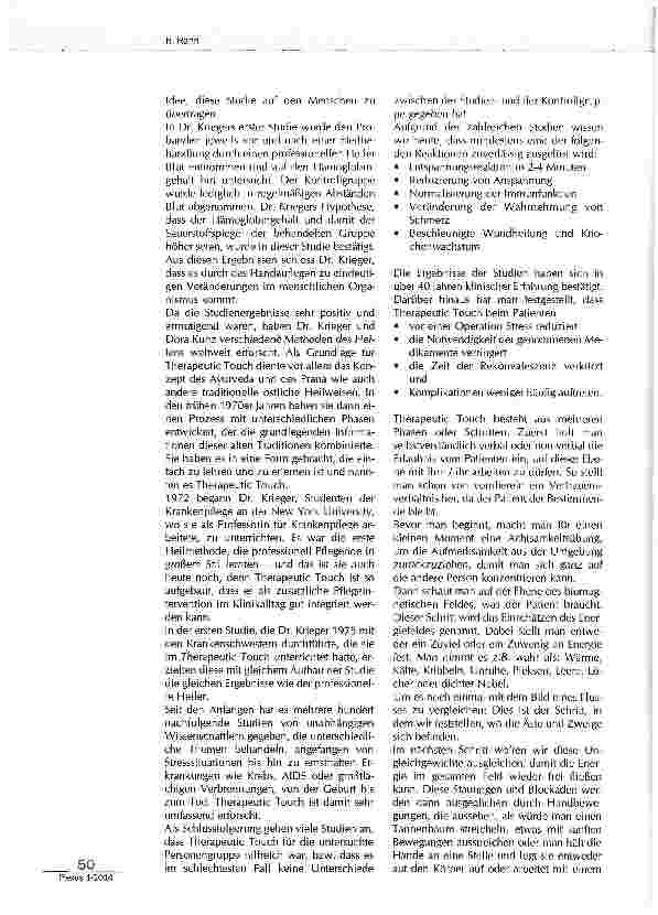 Vorschauseite 2: Der alte Mensch auf der Intensivstation: Therapeutic Touch - Möglichkeiten der Begegnung