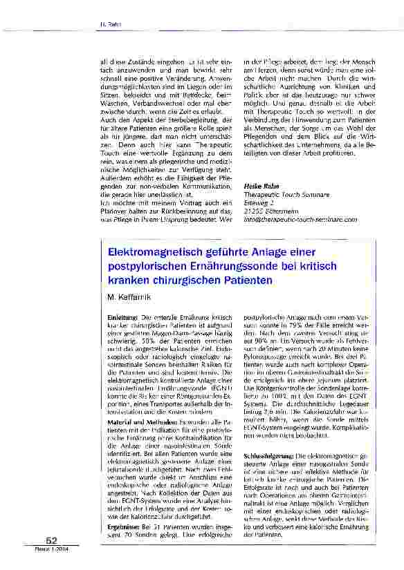 Vorschauseite 4: Der alte Mensch auf der Intensivstation: Therapeutic Touch - Möglichkeiten der Begegnung