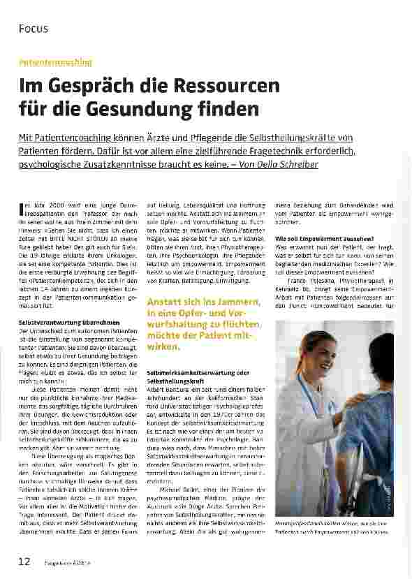 Vorschauseite 1: Im Gespräch die Ressourcen für die Gesundung finden