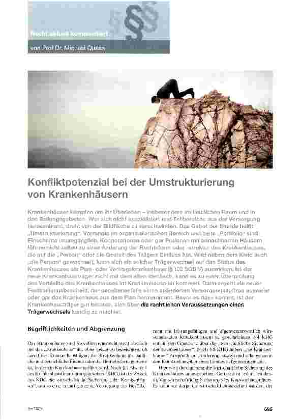 Vorschauseite 1: Konfliktpotenzial bei der Umstrukturierung von Krankenhäusern