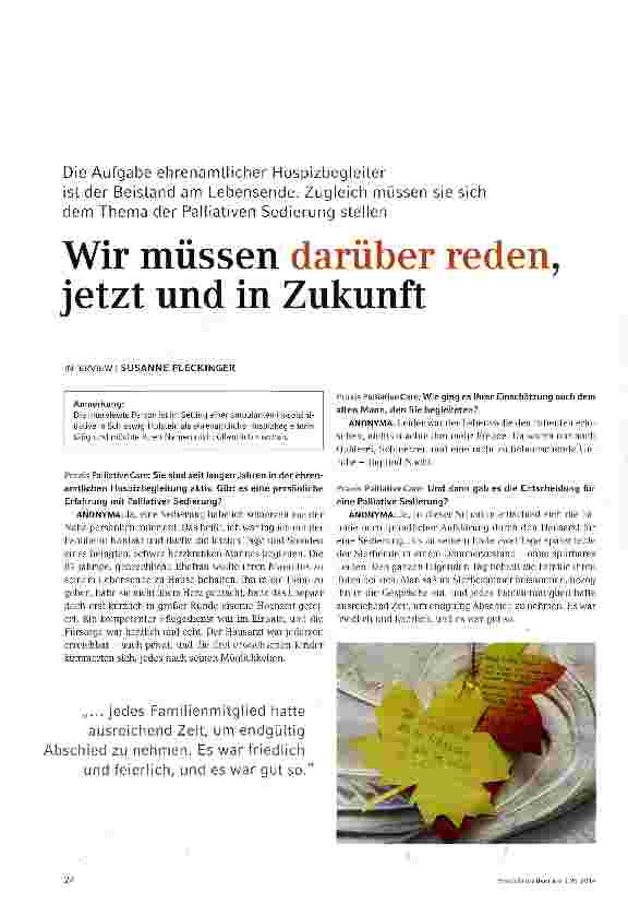 Vorschauseite 1: Wir müssen darüber reden, jetzt und in Zukunft