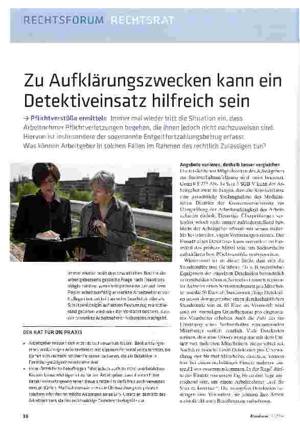 Vorschauseite 1: Zu Aufklärungszwecken kann ein Detektiveinsatz hilfreich sein