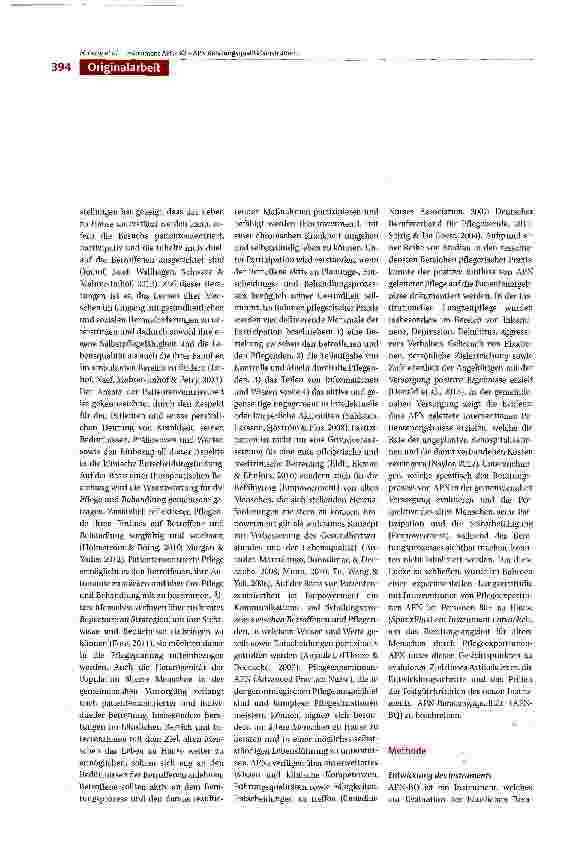 Vorschauseite 2: Beratungsqualität von Pflegeexpertinnen-APN im spitalexternen Bereich (APN-BQ) - Psychometrische Testung des Instruments