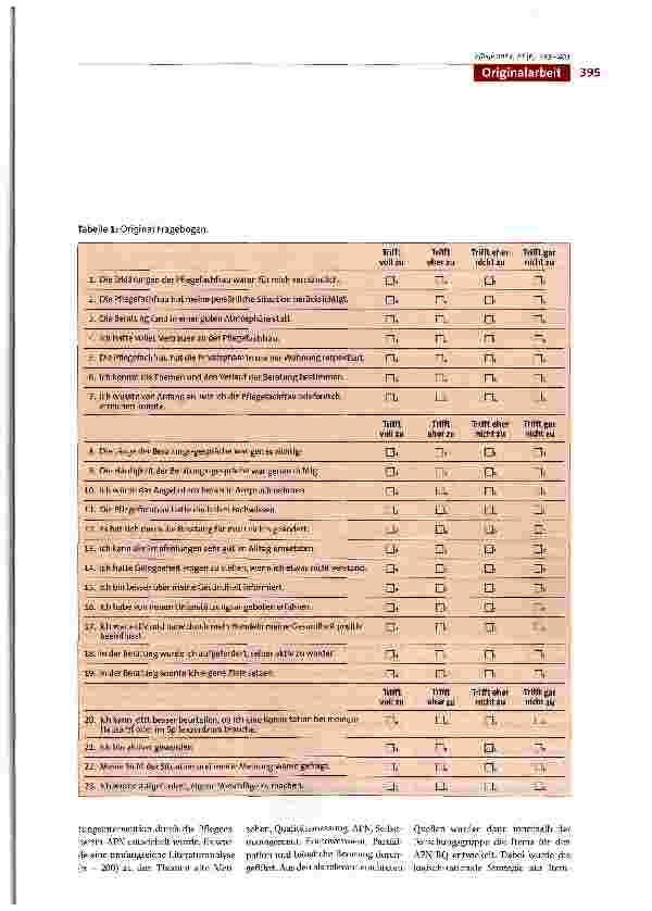 Vorschauseite 3: Beratungsqualität von Pflegeexpertinnen-APN im spitalexternen Bereich (APN-BQ) - Psychometrische Testung des Instruments