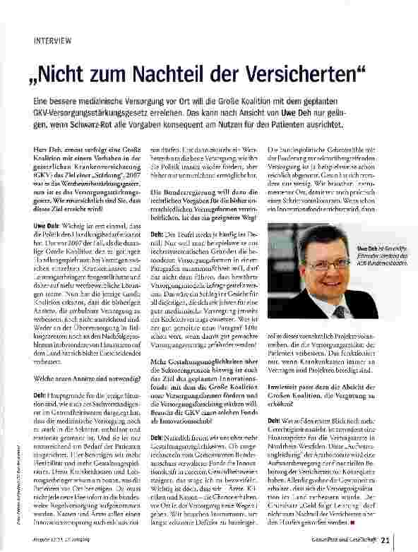 Vorschauseite 1: „Nicht zum Nachteil der Versicherten
