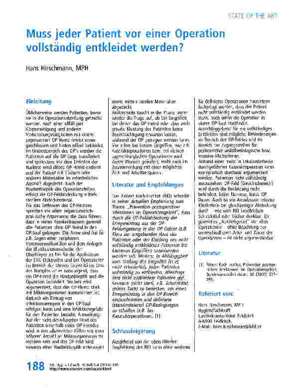 Vorschauseite 1: Muss jeder Patient vor einer Operation vollständig entkleidet werden?
