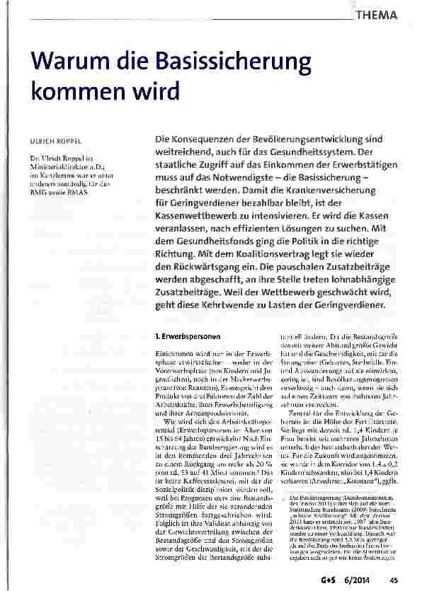 Vorschauseite 1: Warum die Basissicherung kommen wird