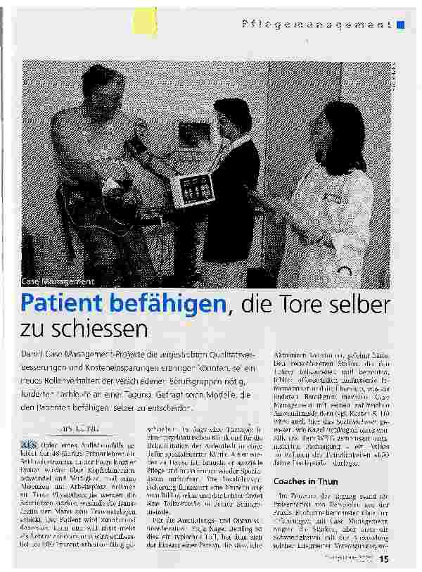 Vorschauseite 1: Patient befähigen, die Tore selber zu schiessen