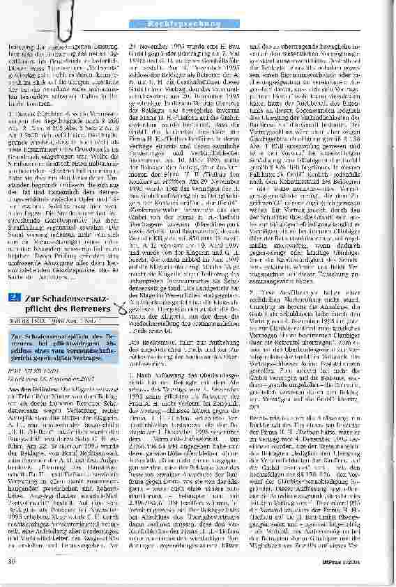 Vorschauseite 1: Zur Schadensersatzpflicht des Betreuers