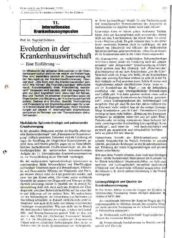 Vorschauseite 1: Evolution in der Krankenhauswirtschaft eine Einführung