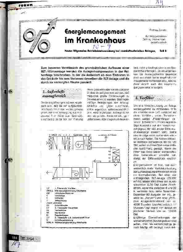 Vorschauseite 1: Energiemanagement im Krankenhaus Heute: allgemeine Betriebskostensenkung bei raumlufttechnischen Anlagen Teil B