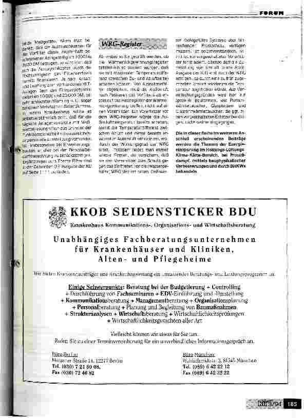 Vorschauseite 2: Energiemanagement im Krankenhaus Heute: allgemeine Betriebskostensenkung bei raumlufttechnischen Anlagen Teil B