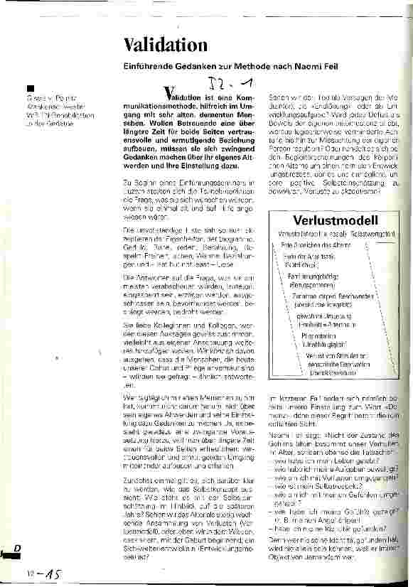 Vorschauseite 1: Validation Einführende Gedanken zur Methode nach Naomi Feil