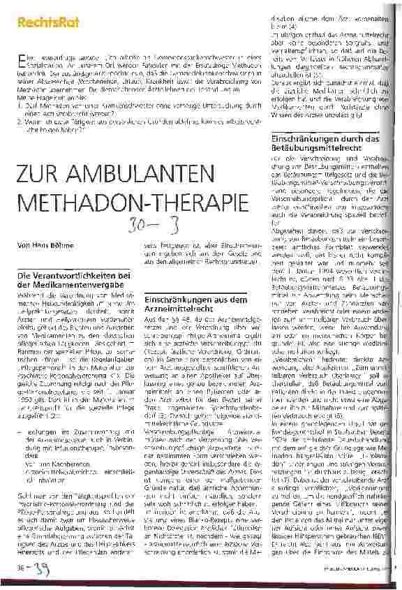 Vorschauseite 1: Zur ambulanten Methadon-Therapie RechtsRat