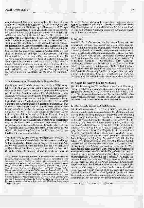 Vorschauseite 6: Verfassungsrechtliche und europarechtliche Bewertung der Neuregelungen zum Versandhandel