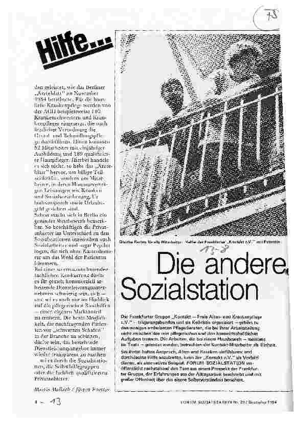 Vorschauseite 1: Hilfe... Die andere Sozialstation