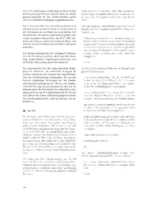 Vorschauseite 2: Anwendbarkeit des Kündigungsschutzgesetzes und Ausschluss der ordentlichen Kündigung durch einzelvertragliche Vereinbarung; Sittenwidrigkeit einer solchen Abrede